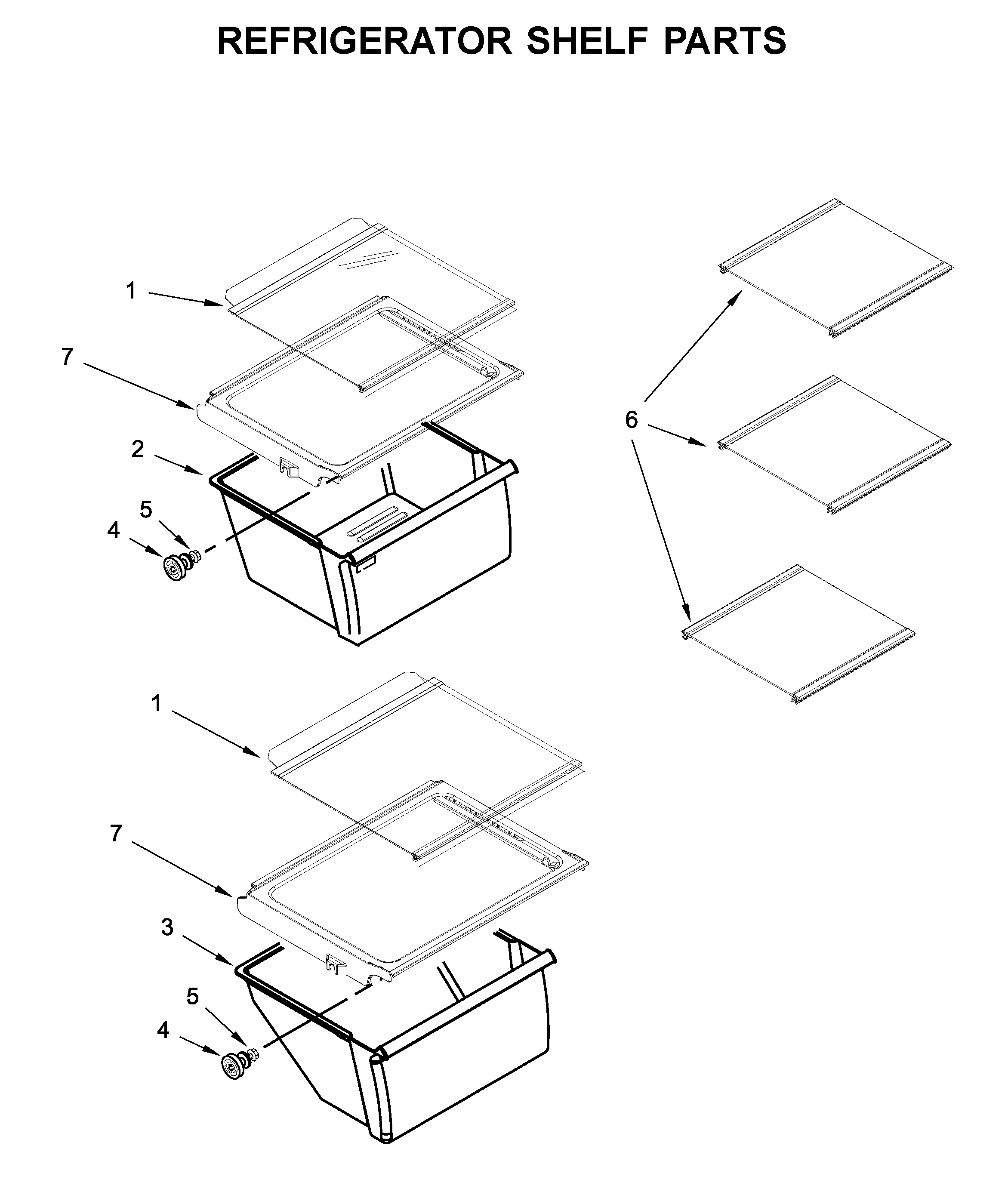 Refrigerator shelf parts