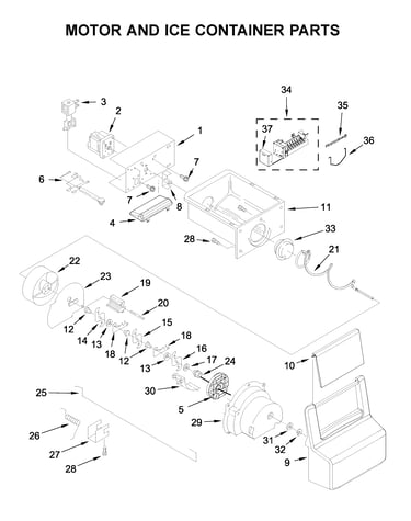Motor and ice container parts