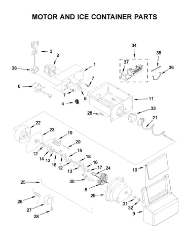 Motor and ice container parts