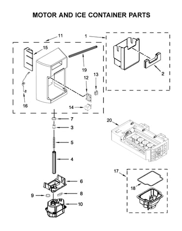 Motor and ice container parts