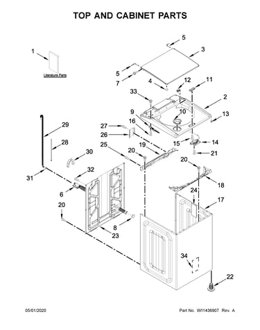 Top and cabinet parts