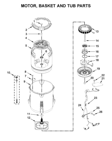 Motor, basket and tub parts