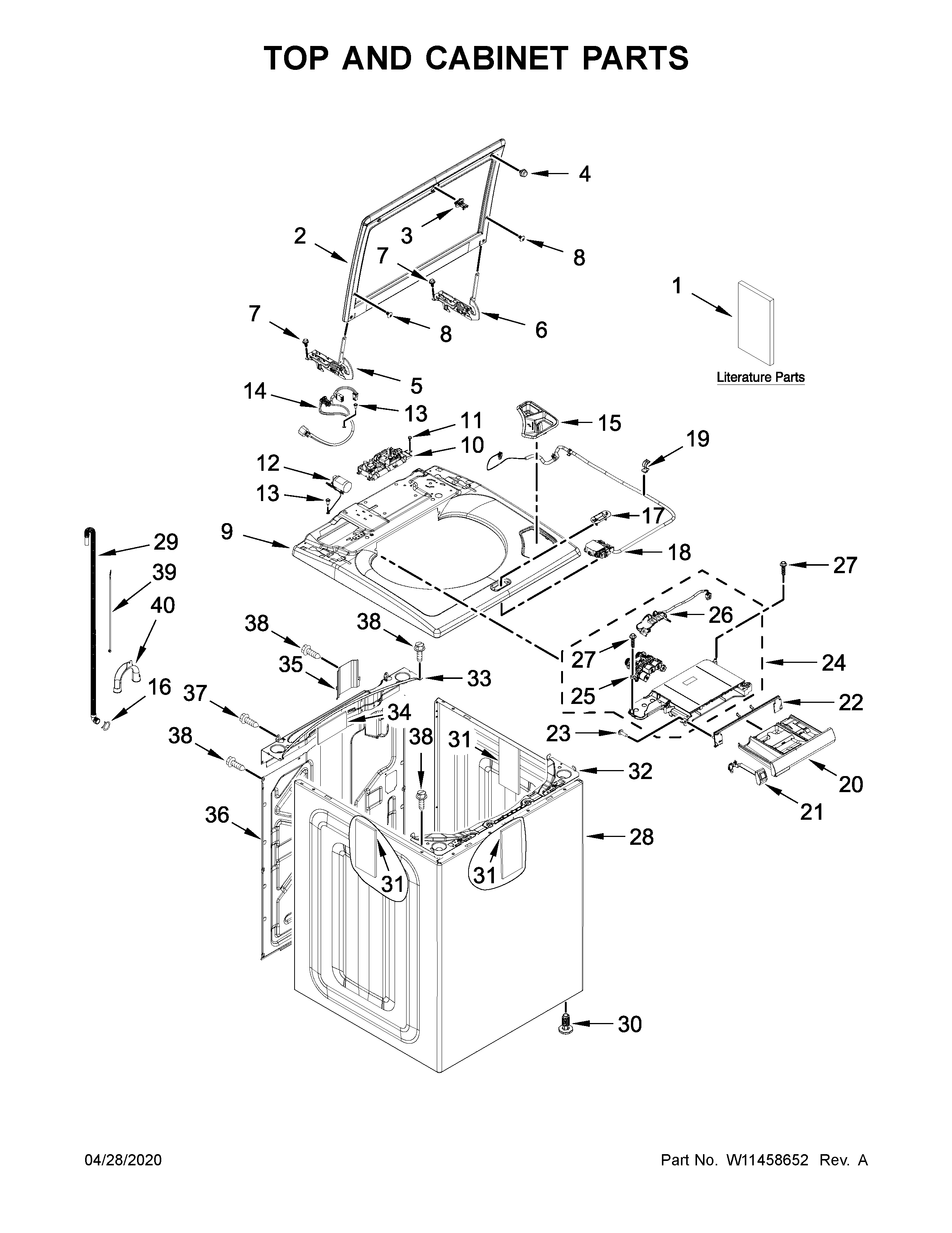 Top and cabinet parts