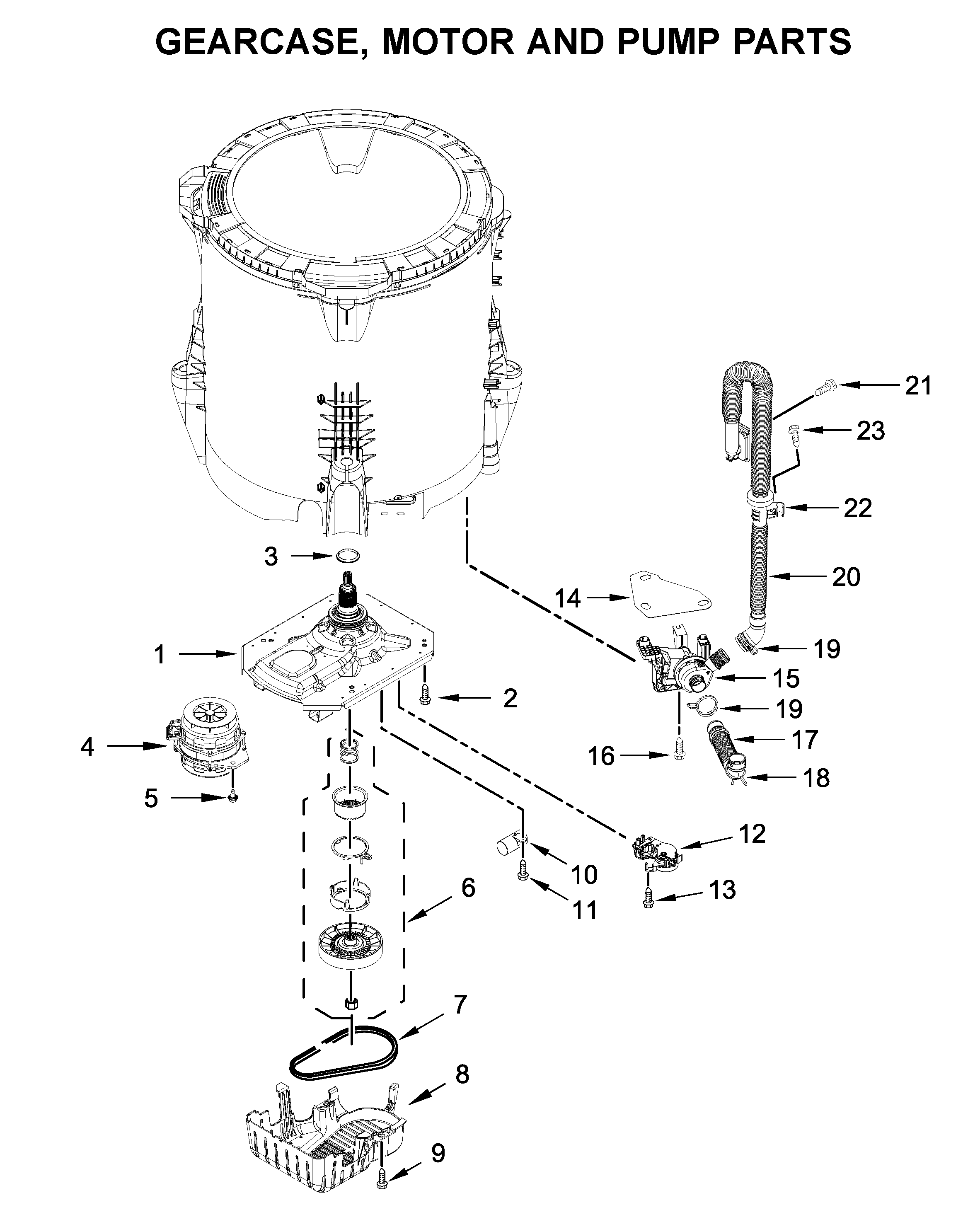 Gearcase, motor and pump parts