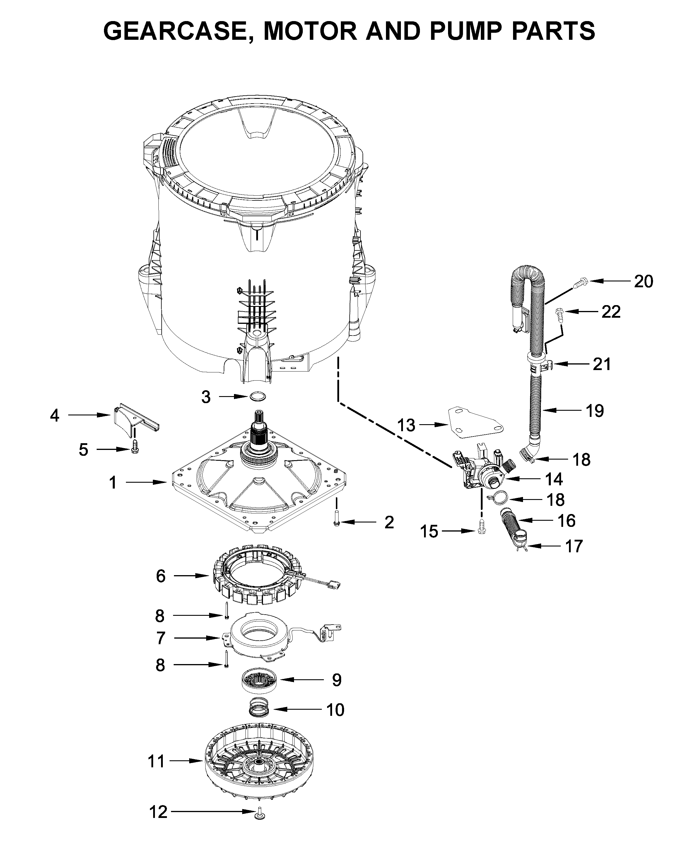 Gearcase, motor and pump parts