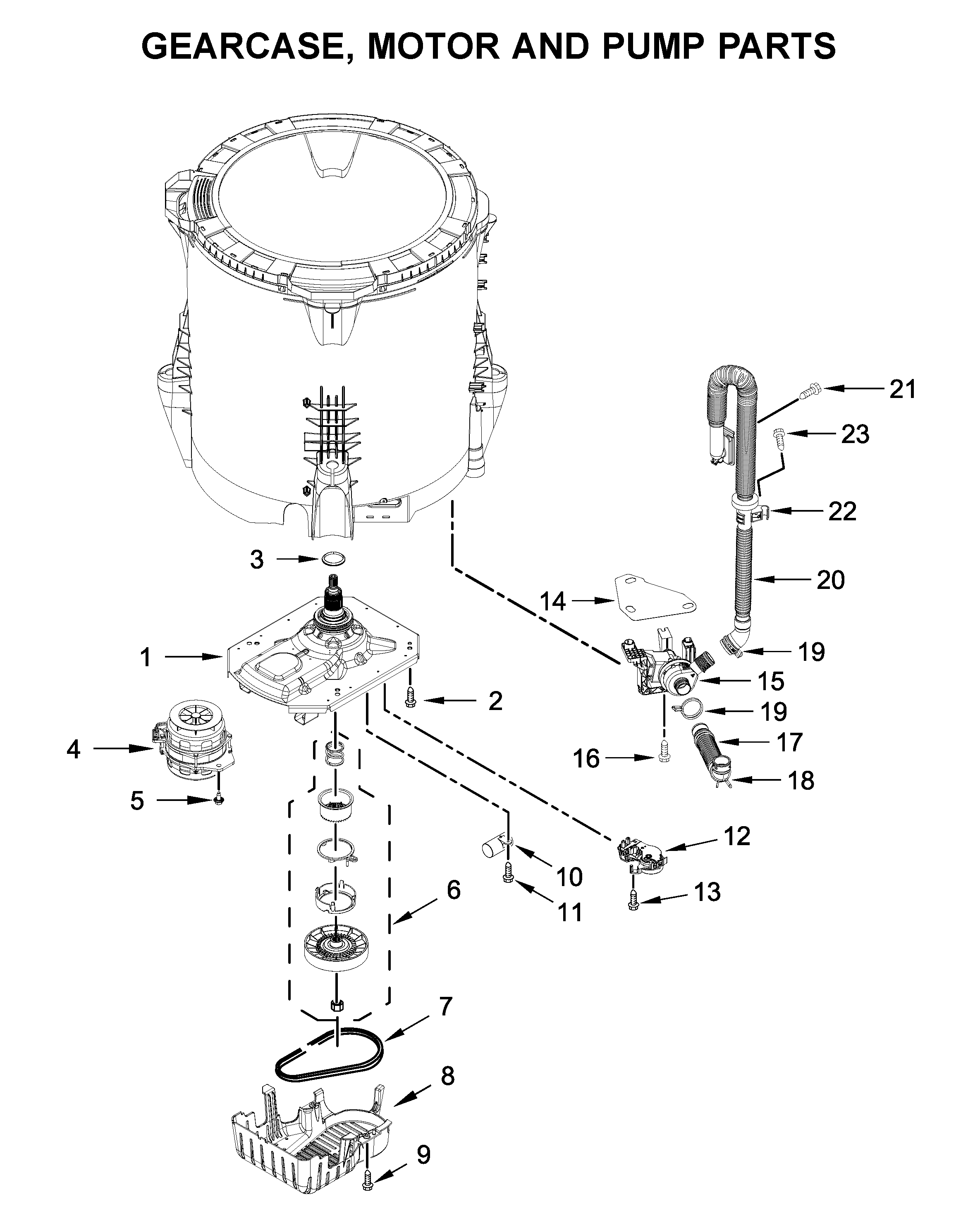 GEARCASE, MOTOR AND PUMP PARTS