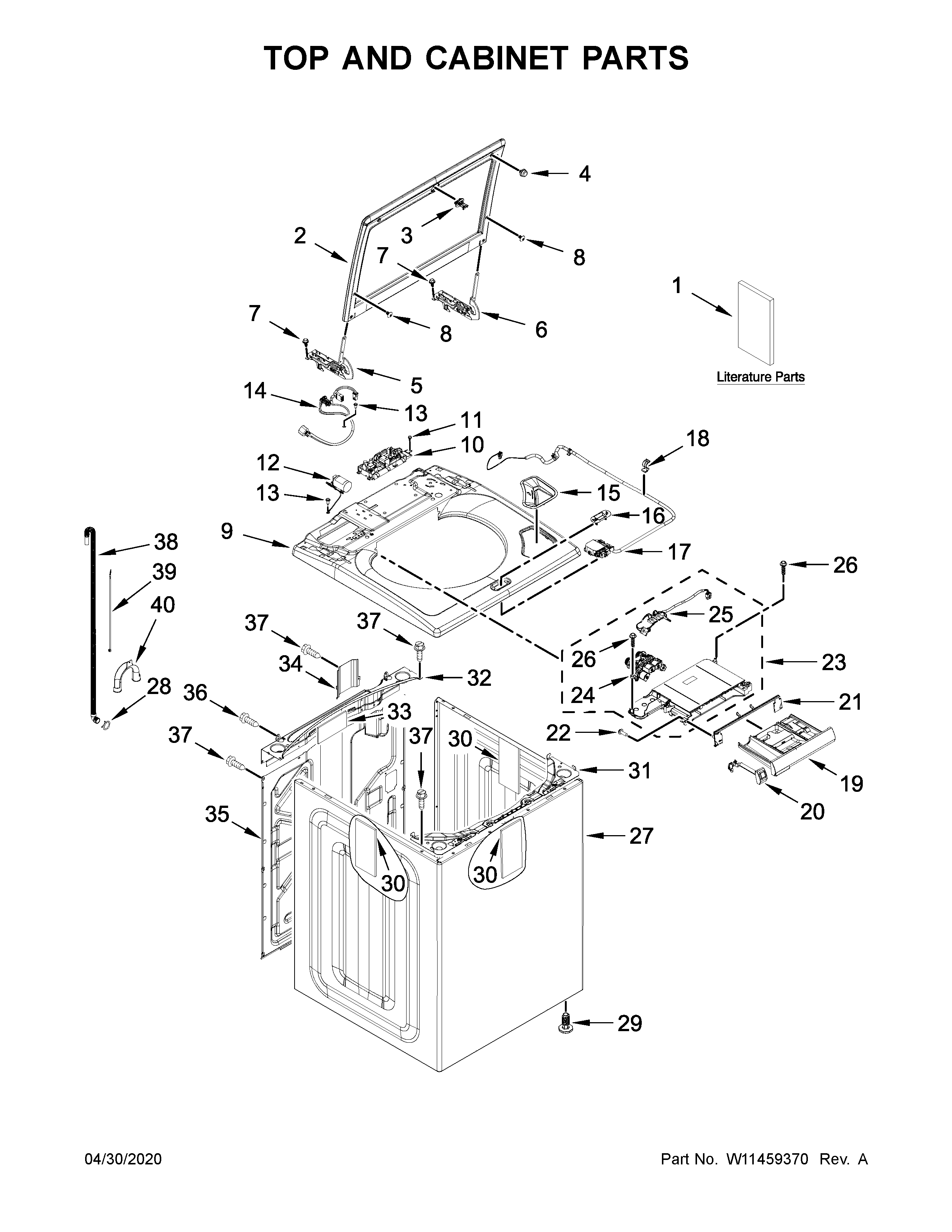 Top and cabinet parts