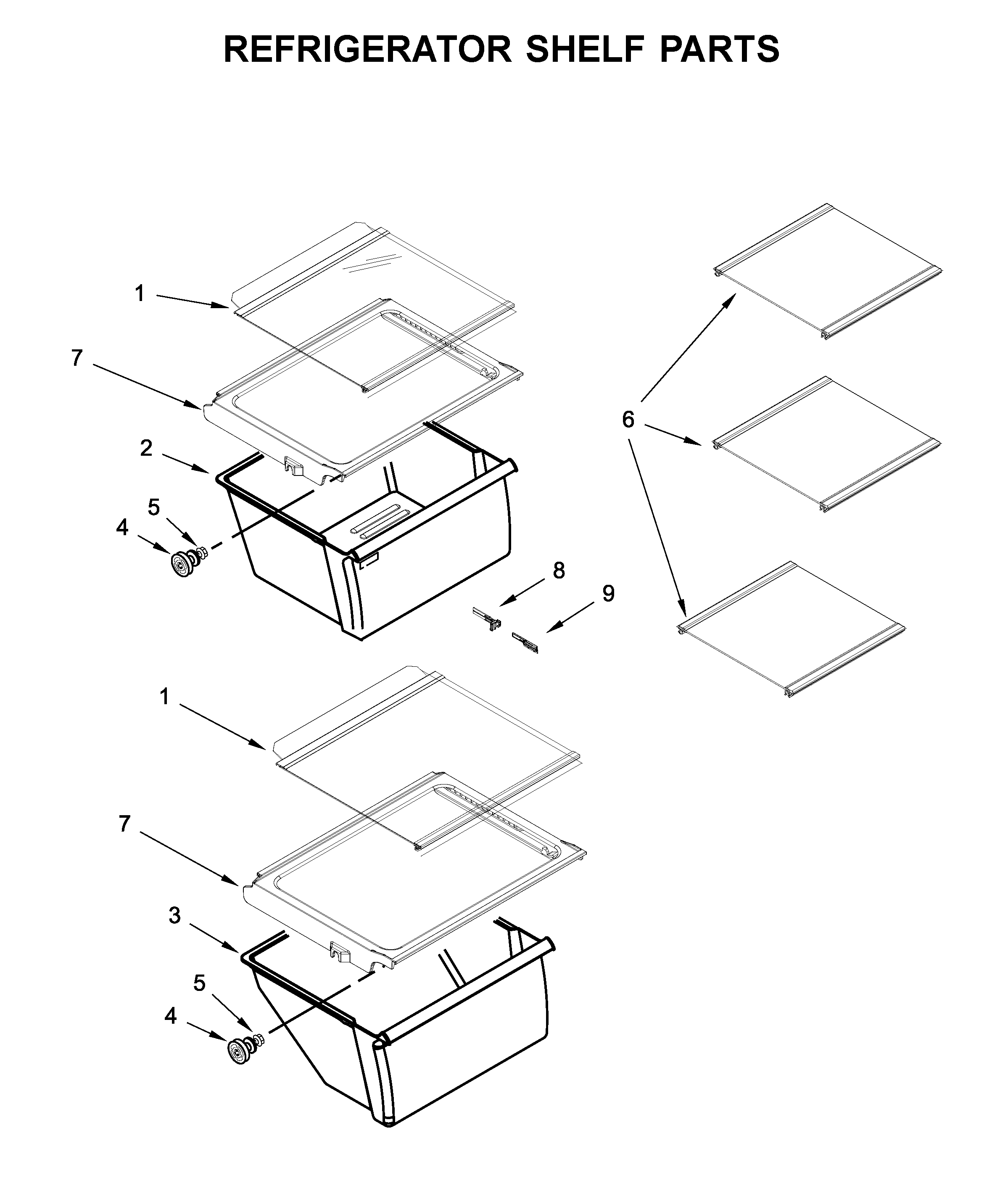 Refrigerator shelf parts