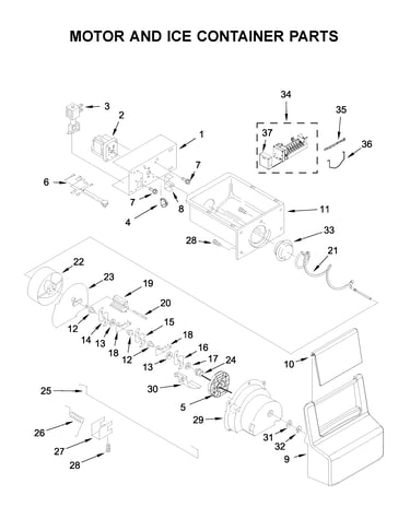 Motor and ice container parts