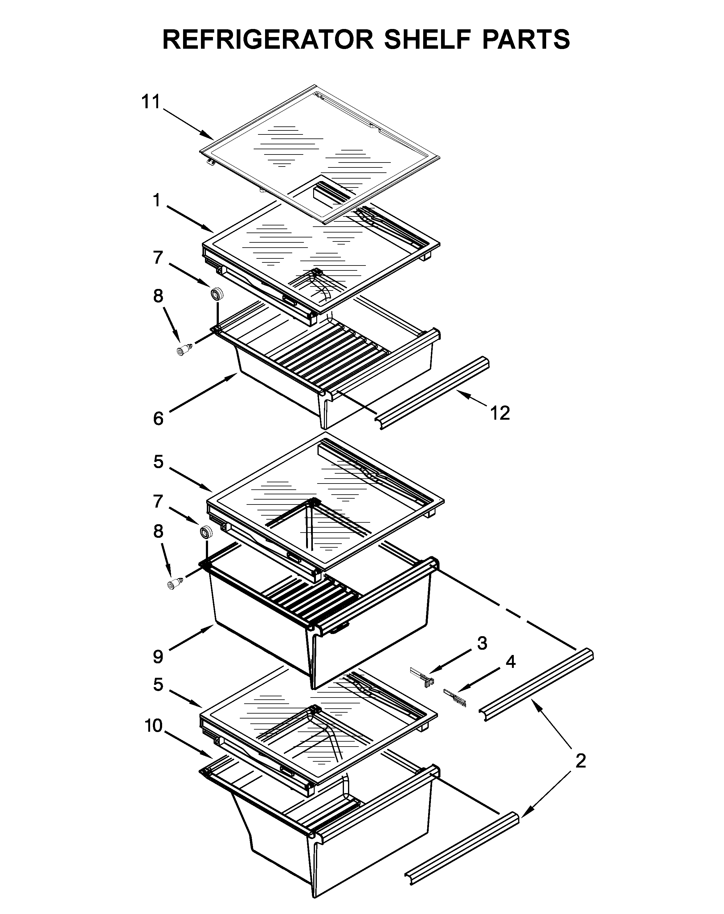 Refrigerator shelf parts