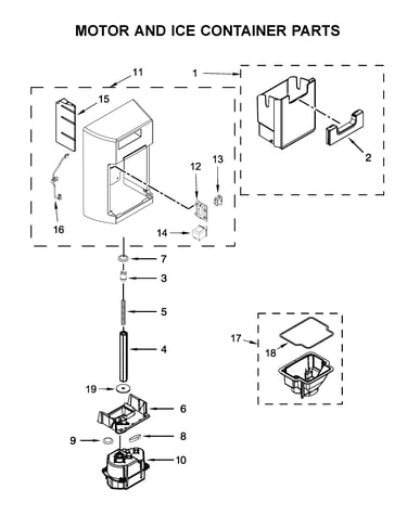 Motor and ice container parts