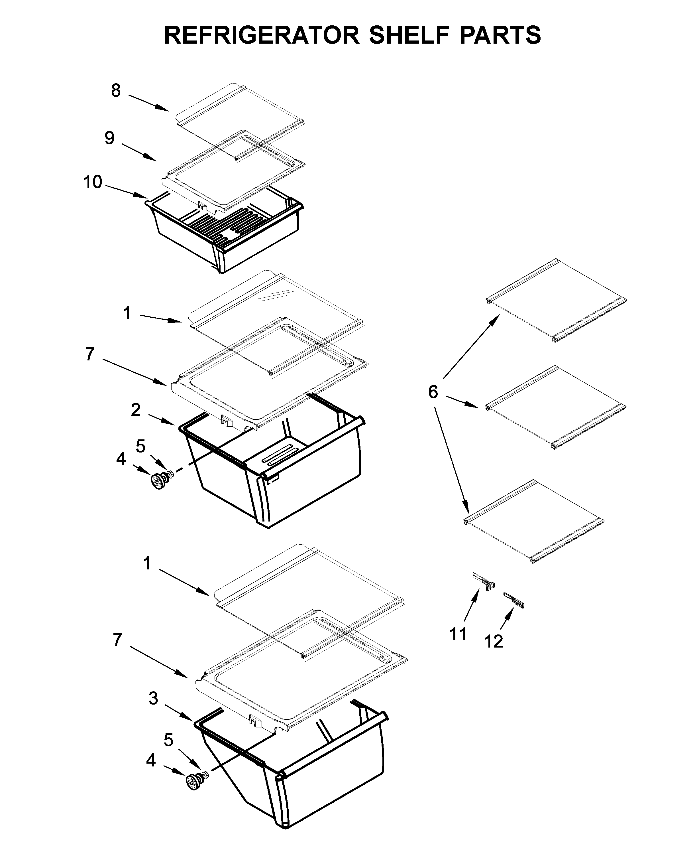 Refrigerator shelf parts