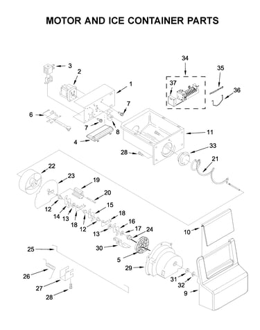 Motor and ice container parts