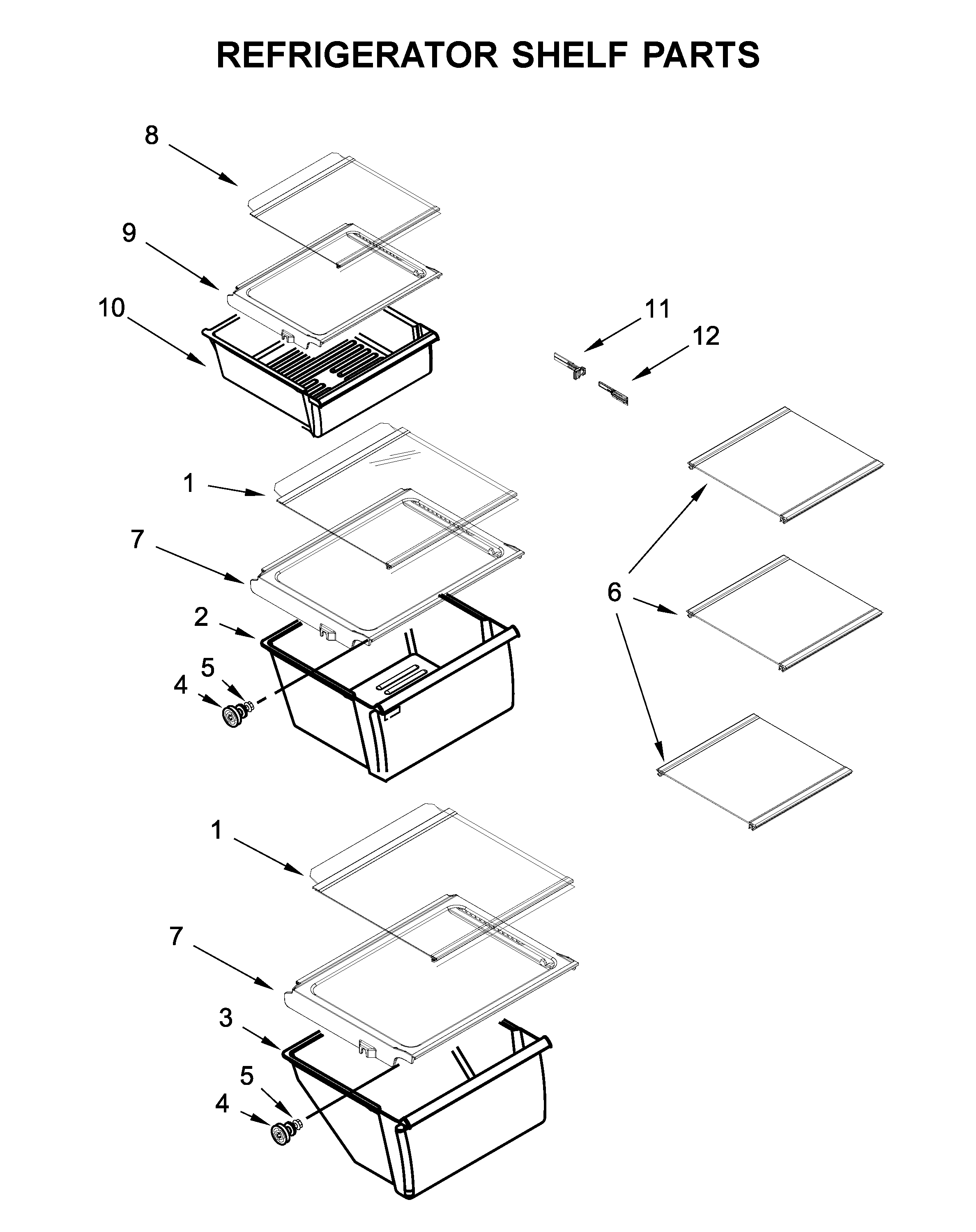 Refrigerator shelf parts