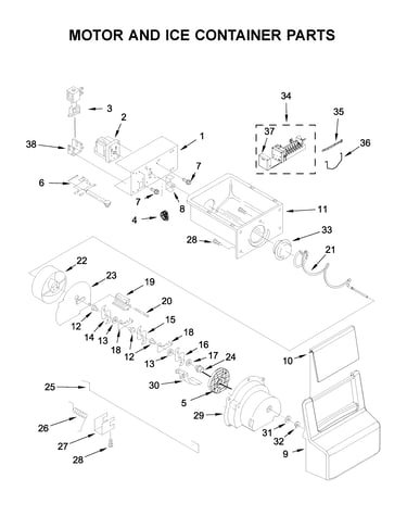 Motor and ice container parts