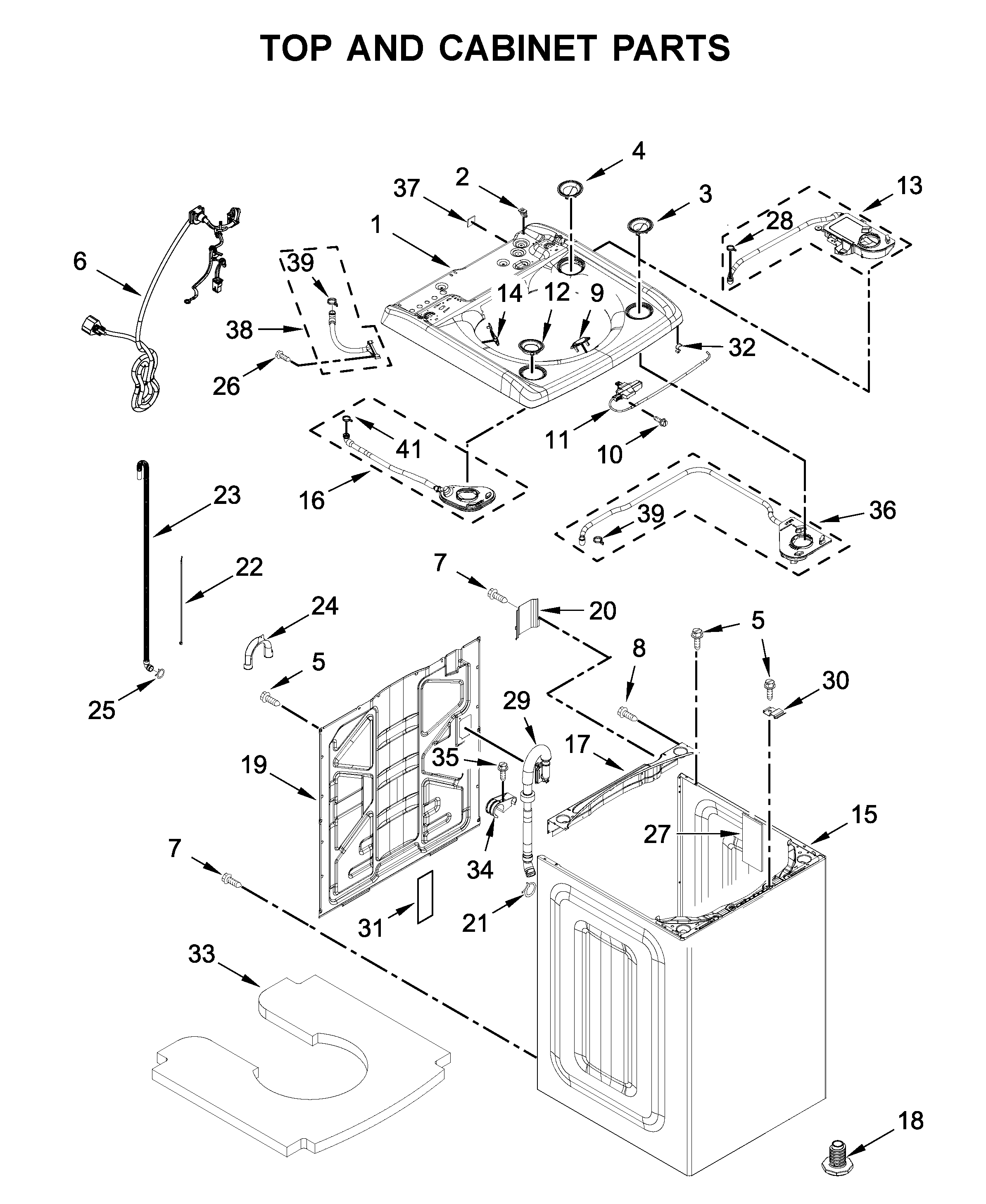Top and cabinet parts