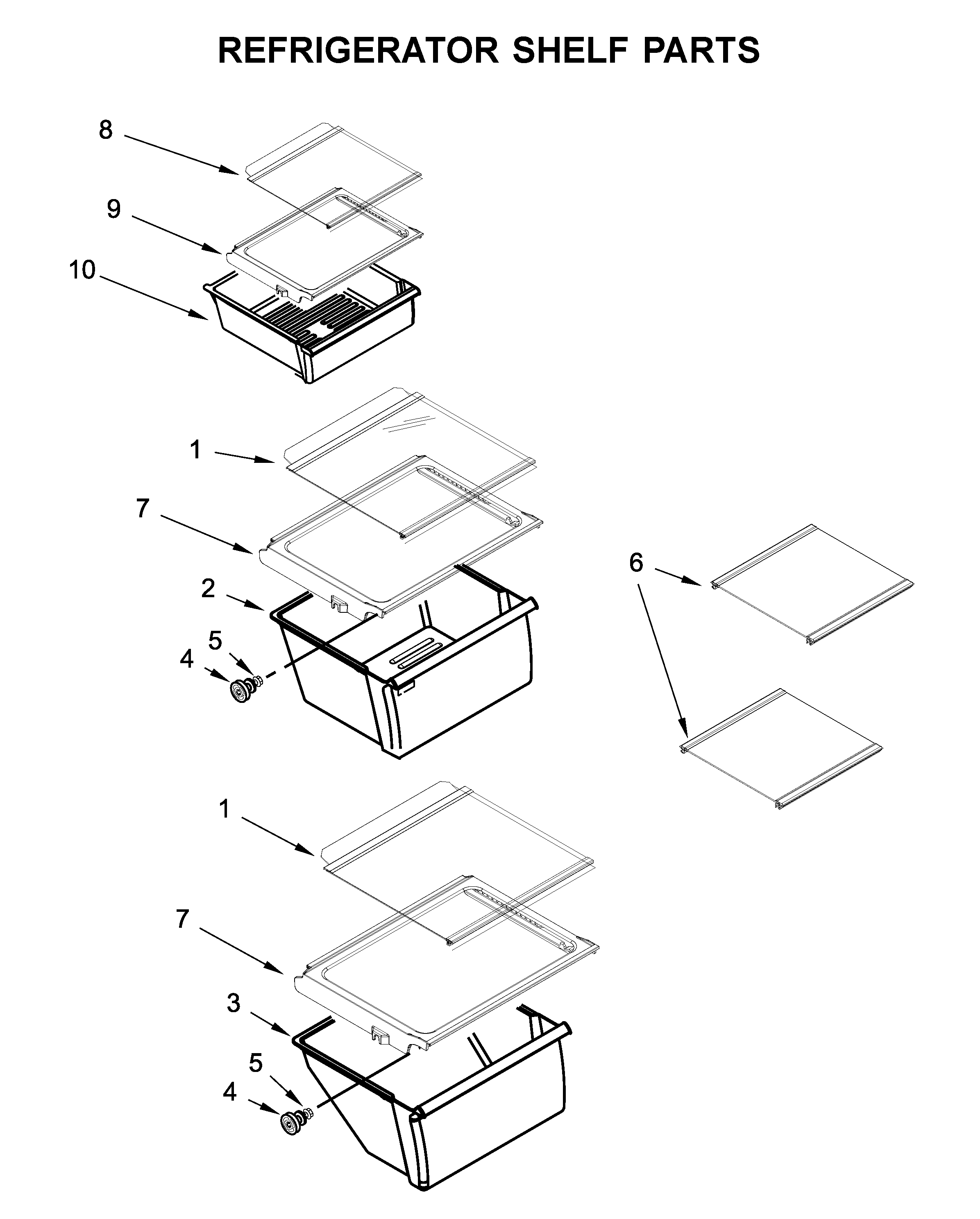 Refrigerator shelf parts