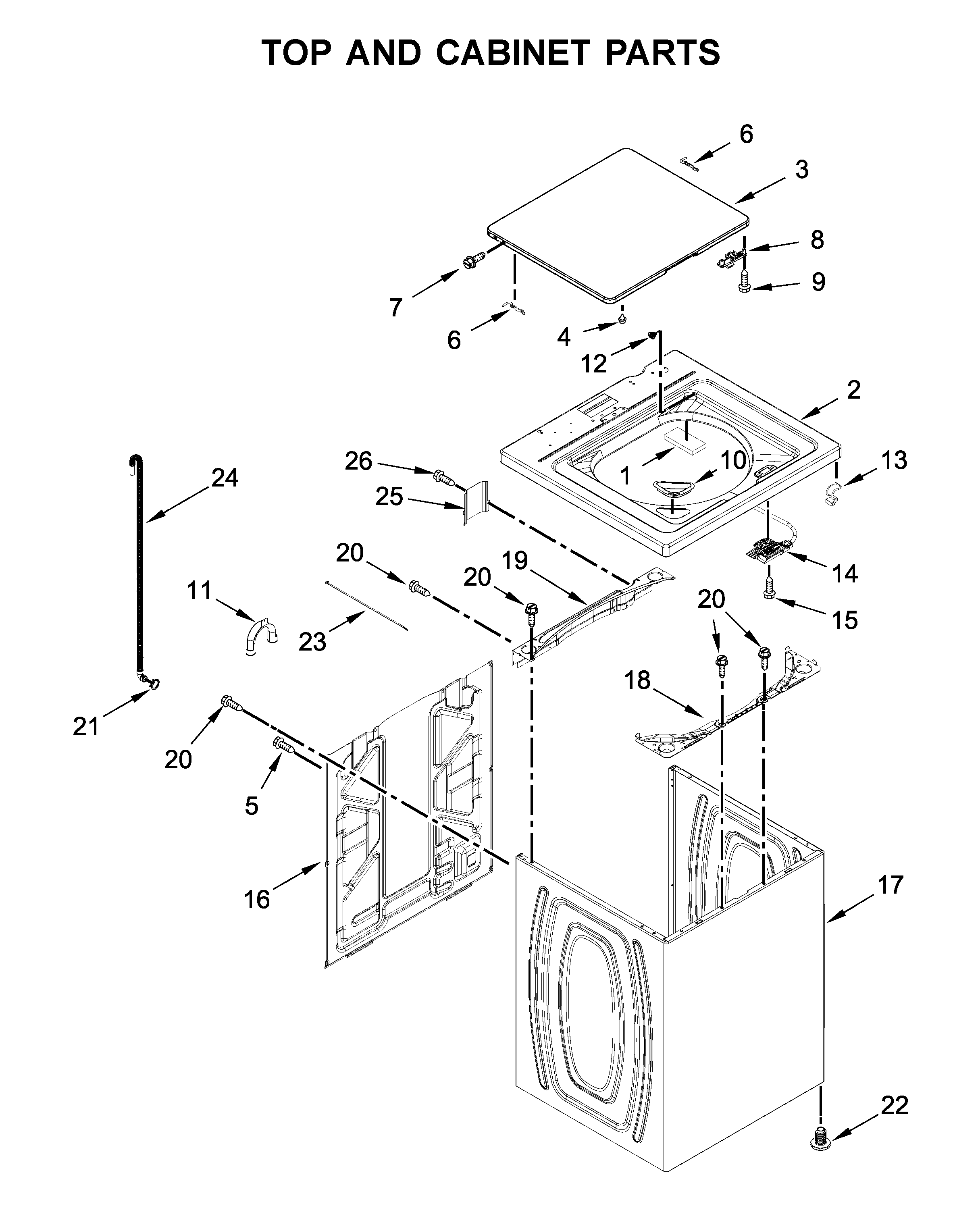 Top and cabinet parts