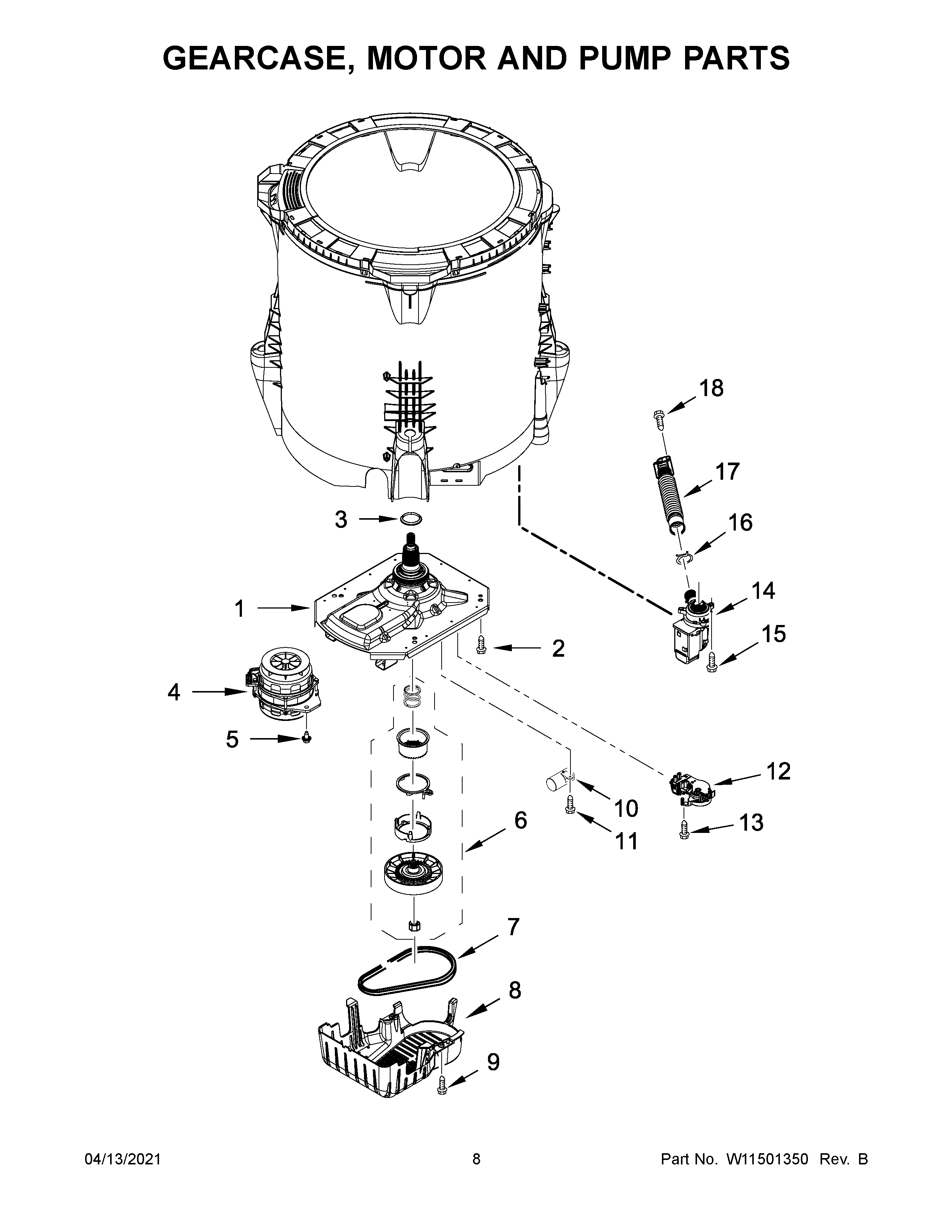 GEARCASE, MOTOR AND PUMP PARTS