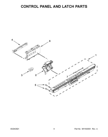 Control panel and latch parts