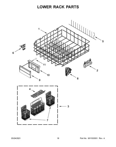 Lower rack parts