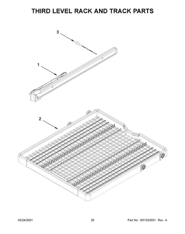Third level rack and track parts