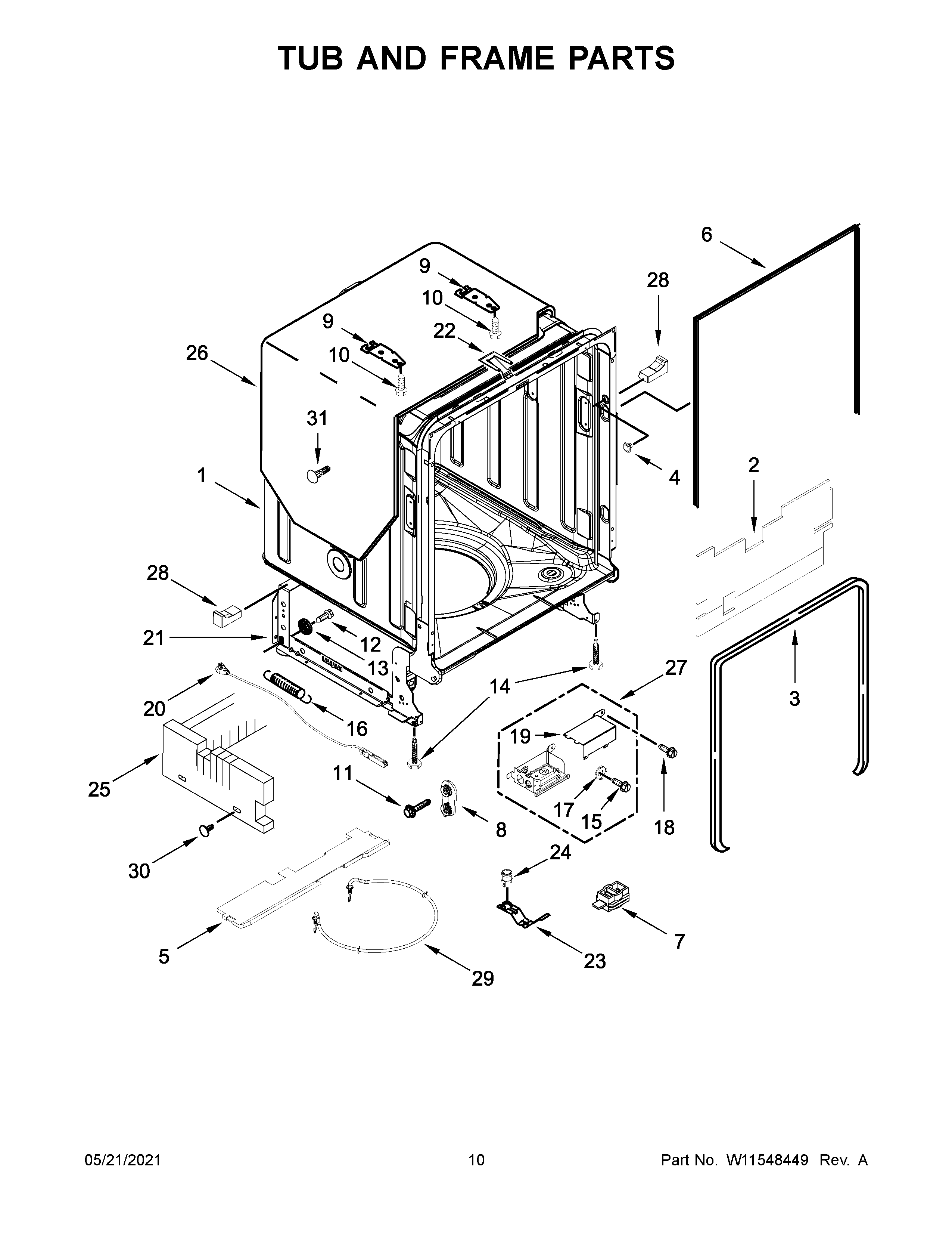 TUB AND FRAME PARTS