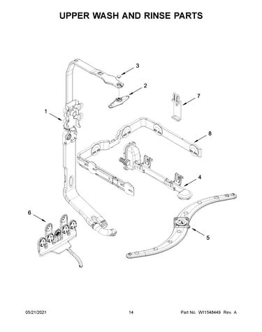 Upper wash and rinse parts