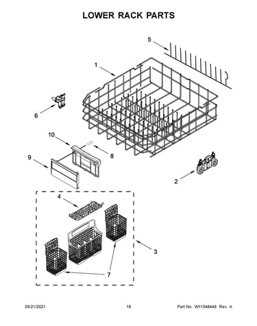 Lower rack parts