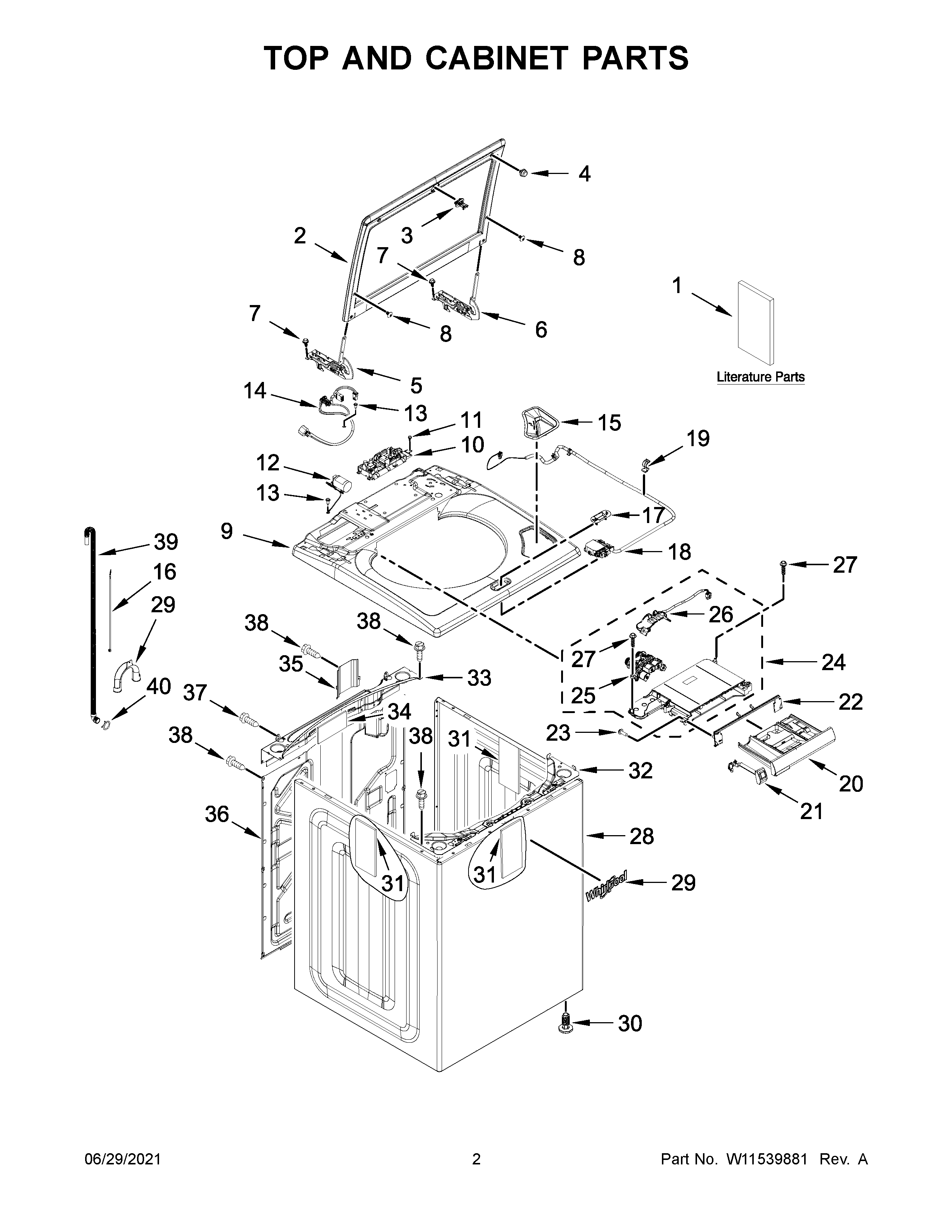 Top and cabinet parts