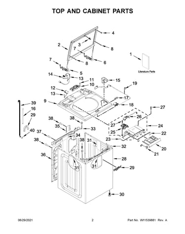 Top and cabinet parts