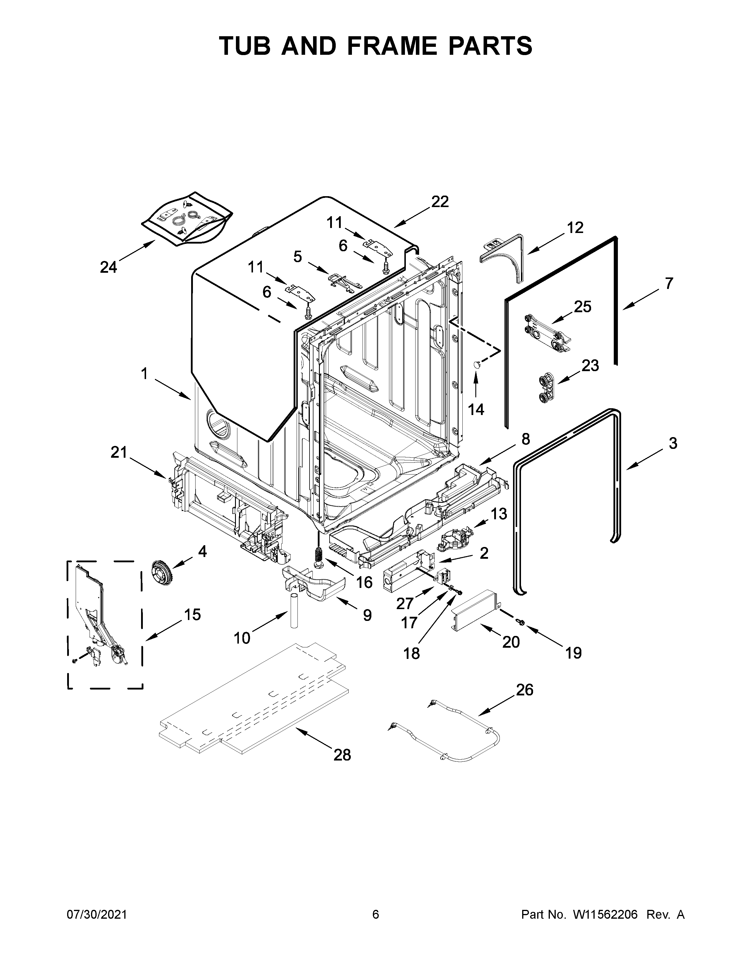 Tub and frame parts