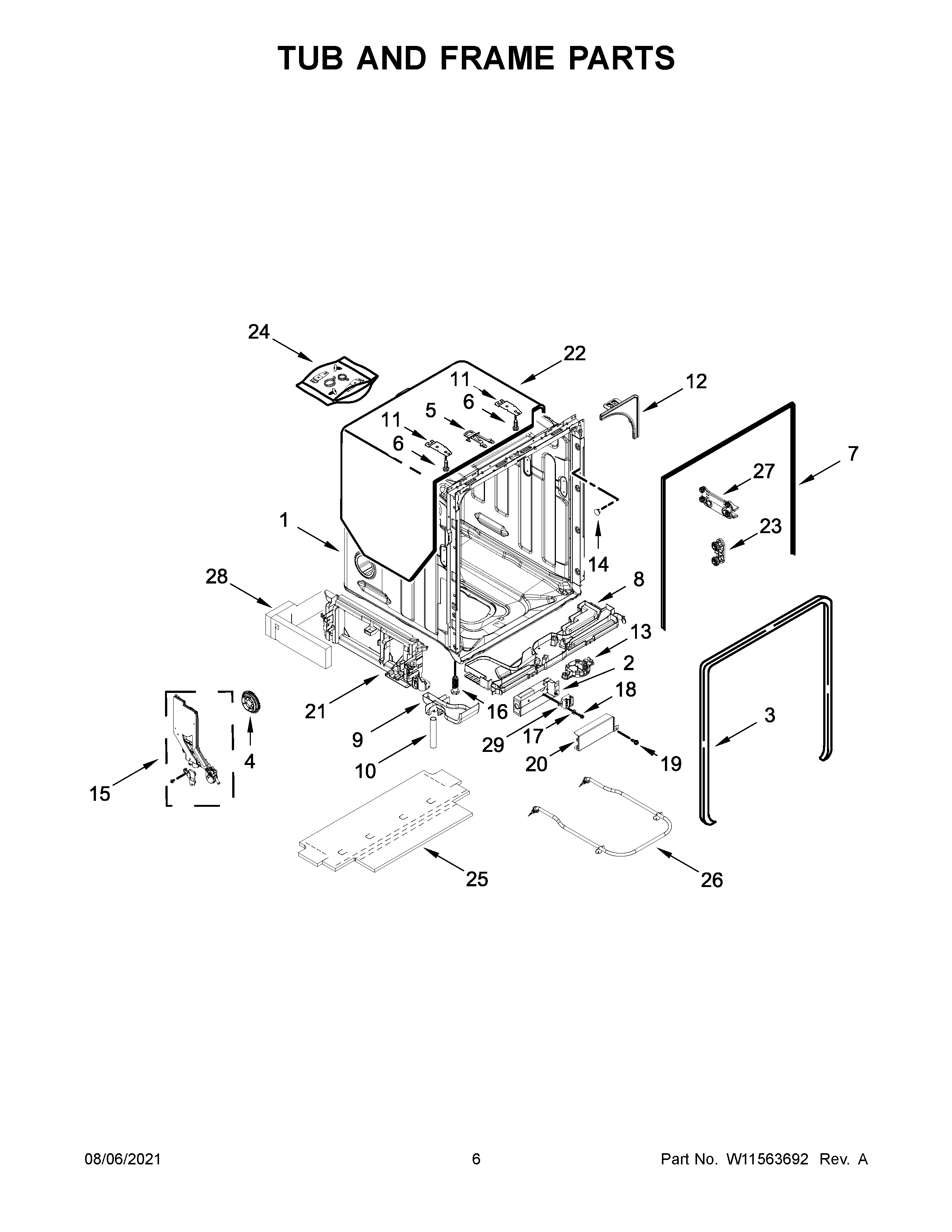 Tub and frame parts