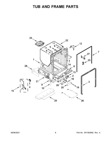 Tub and frame parts