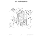 Kenmore 66514185N120 tub and frame parts diagram