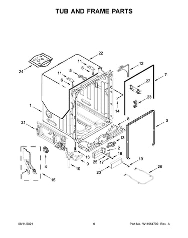 Tub and frame parts