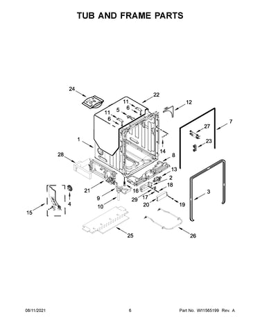 Tub and frame parts