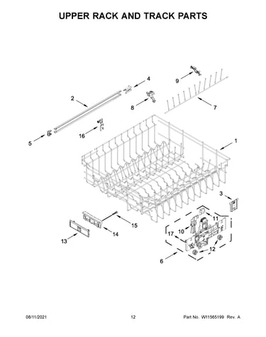 Upper rack and track parts