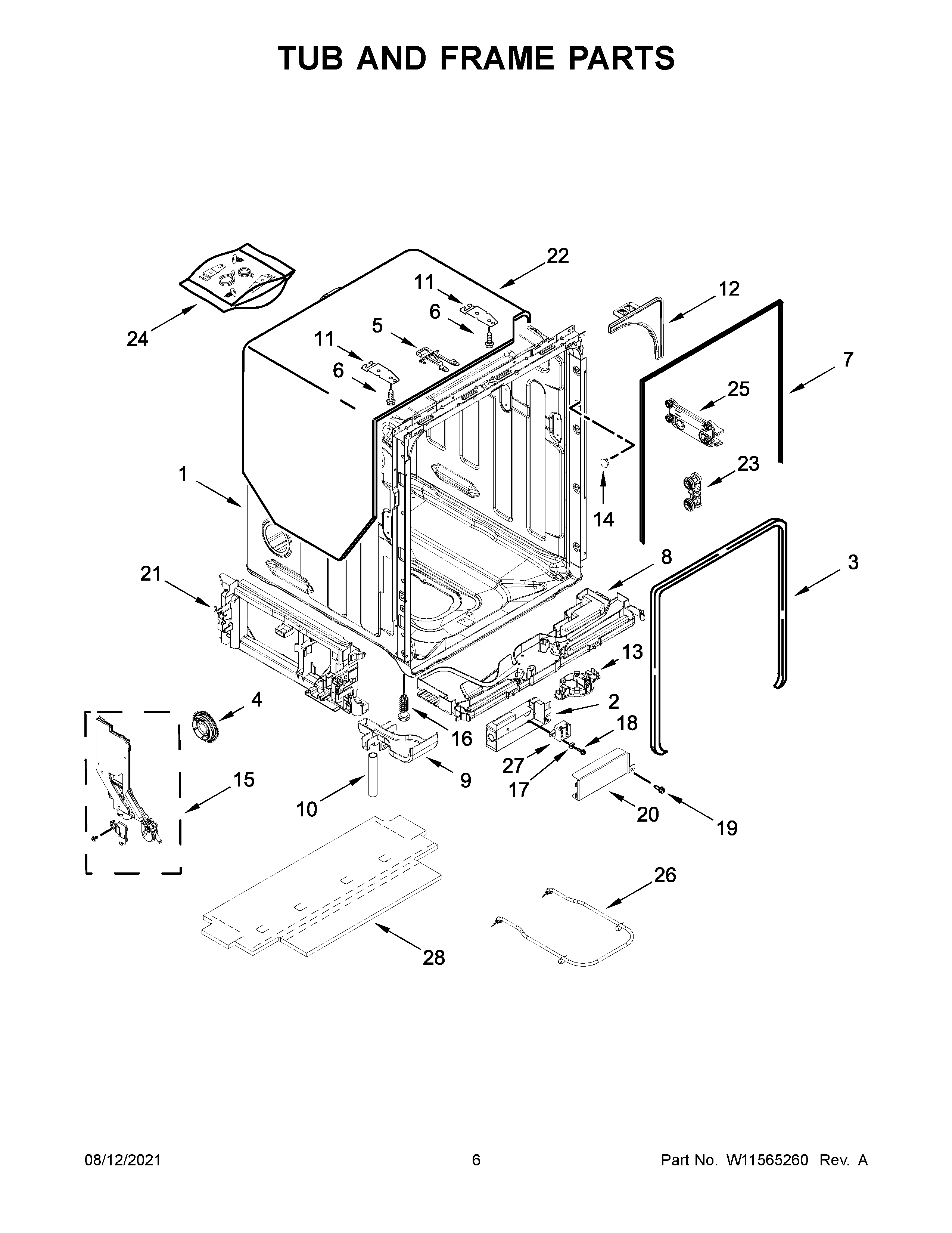 Tub and frame parts