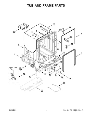 Tub and frame parts