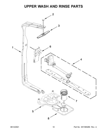 Upper wash and rinse parts