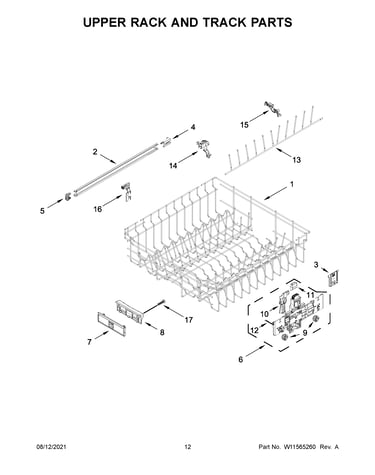 Upper rack and track parts