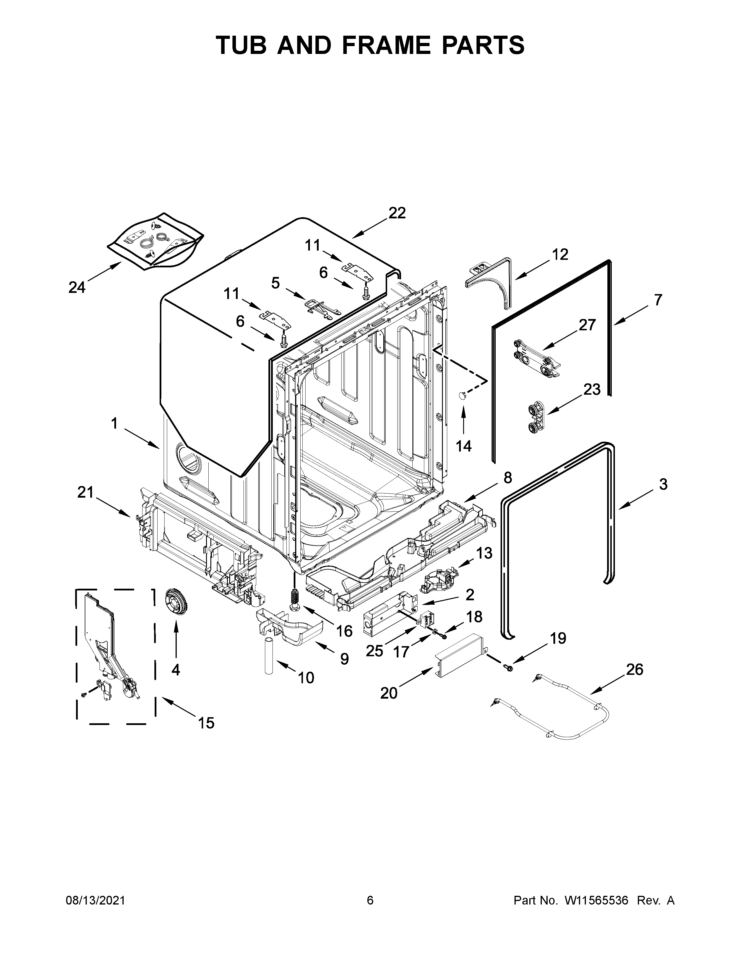 Tub and frame parts