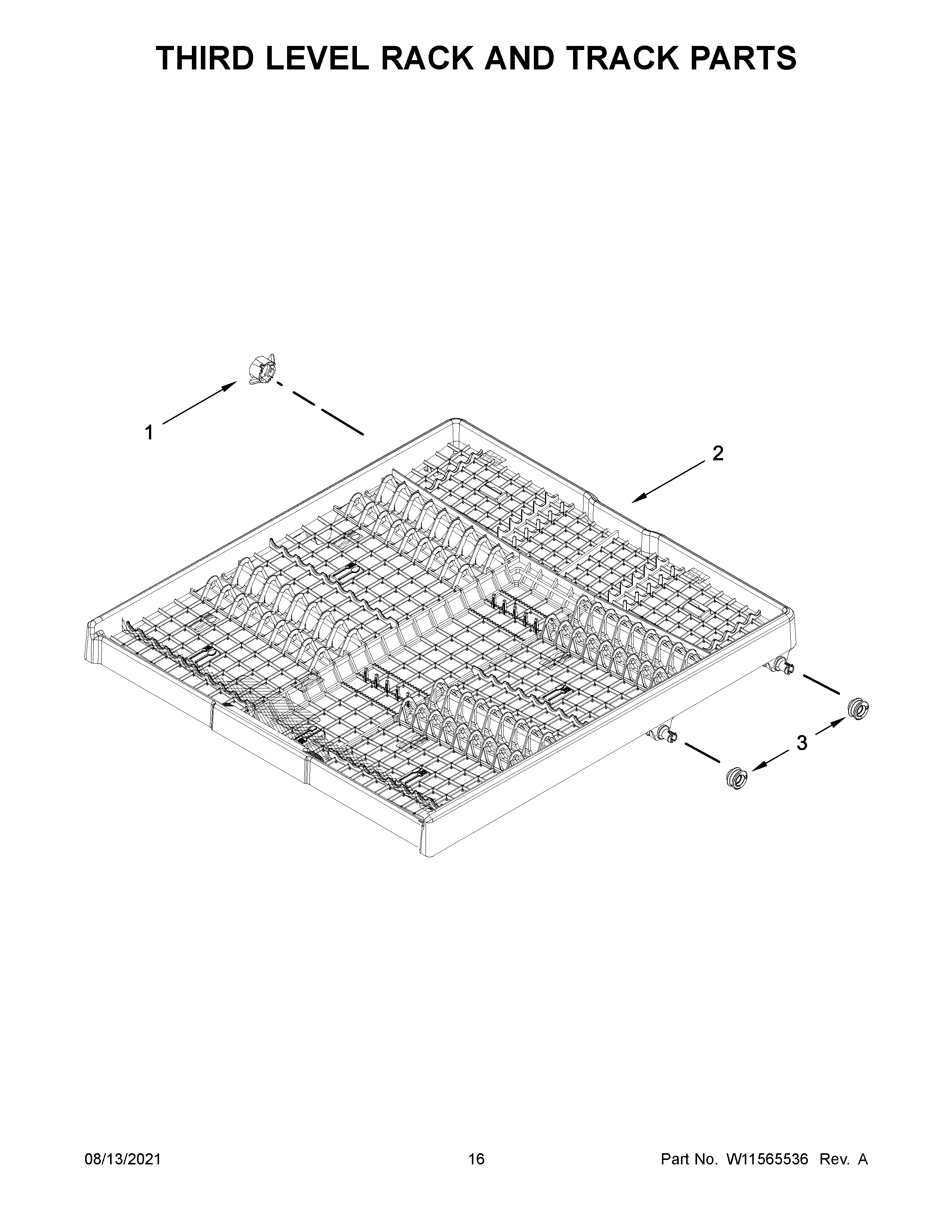 Third level rack and track parts