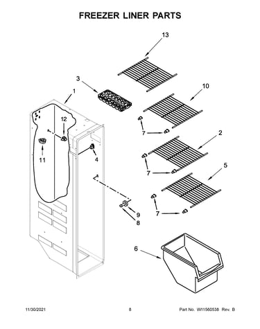 Freezer liner parts