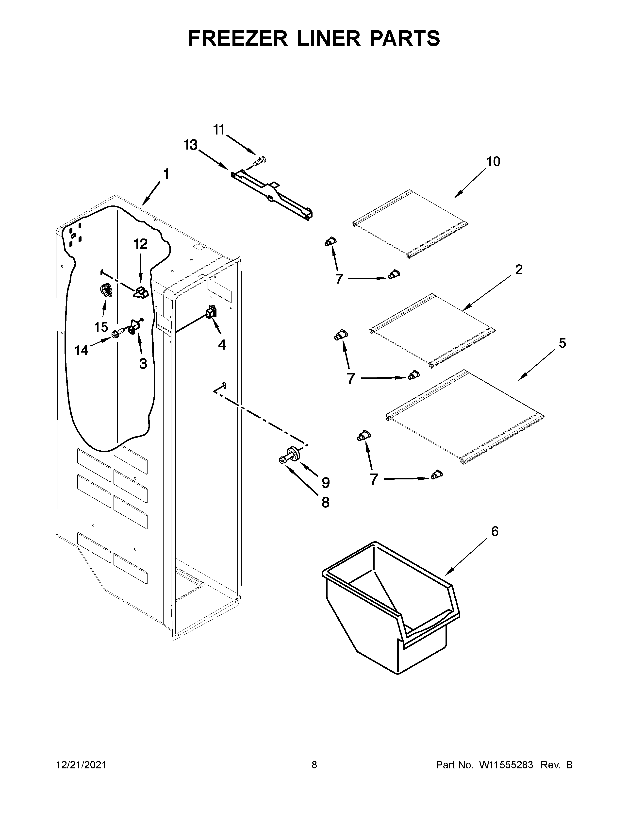 Freezer liner parts