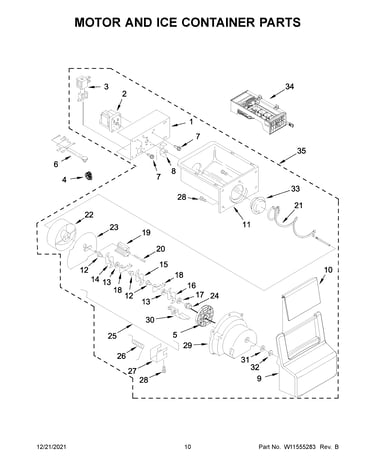 Motor and ice container parts