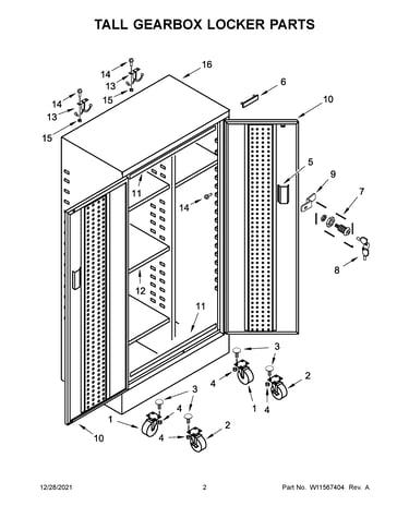 Tall gearbox locker parts