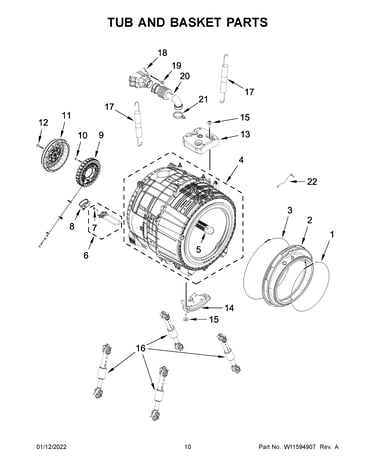 Tub and basket parts