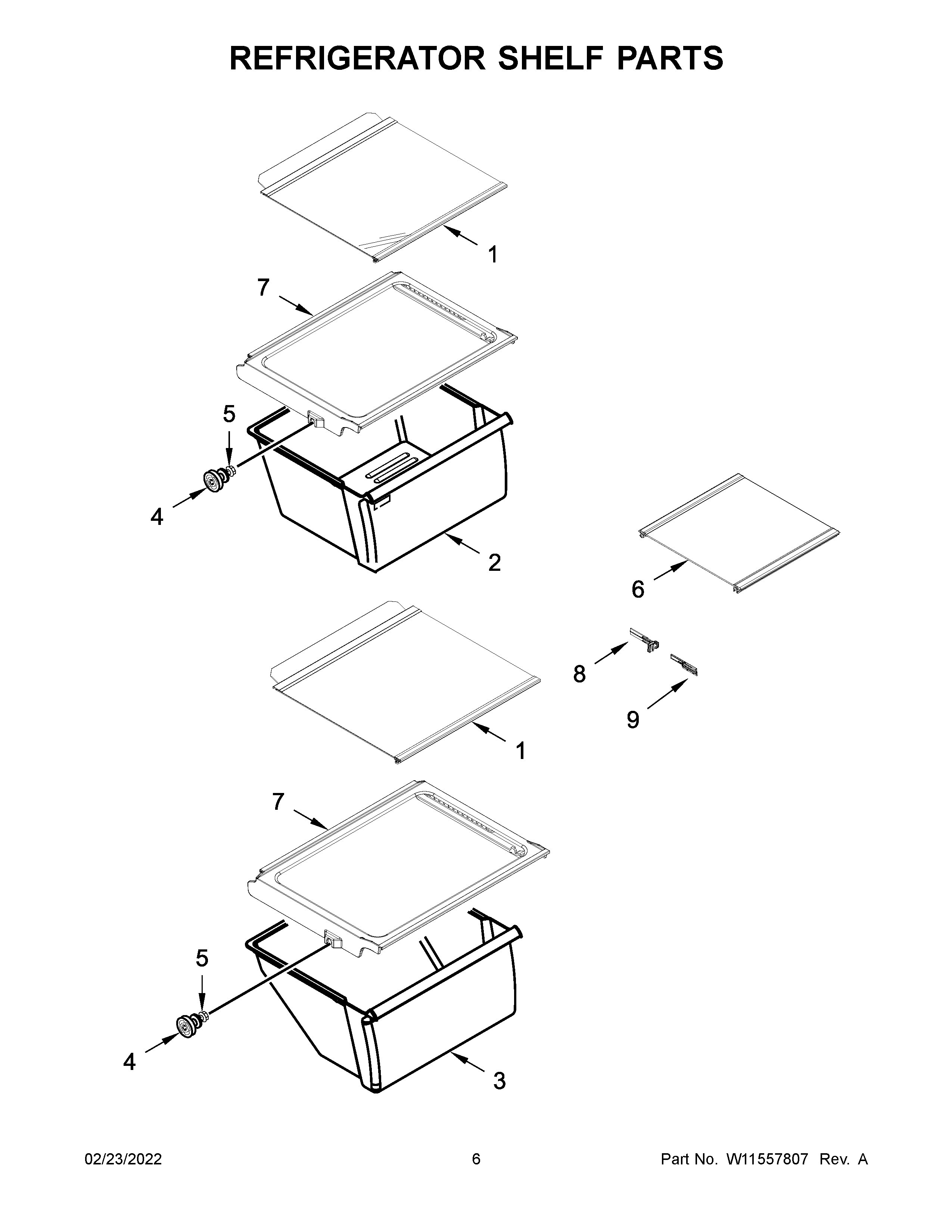Refrigerator shelf parts